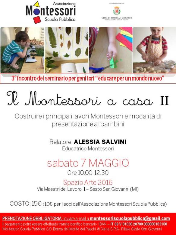 Ass. Montessori Scuola Pubblica 7 maggio 2016 spazio arte